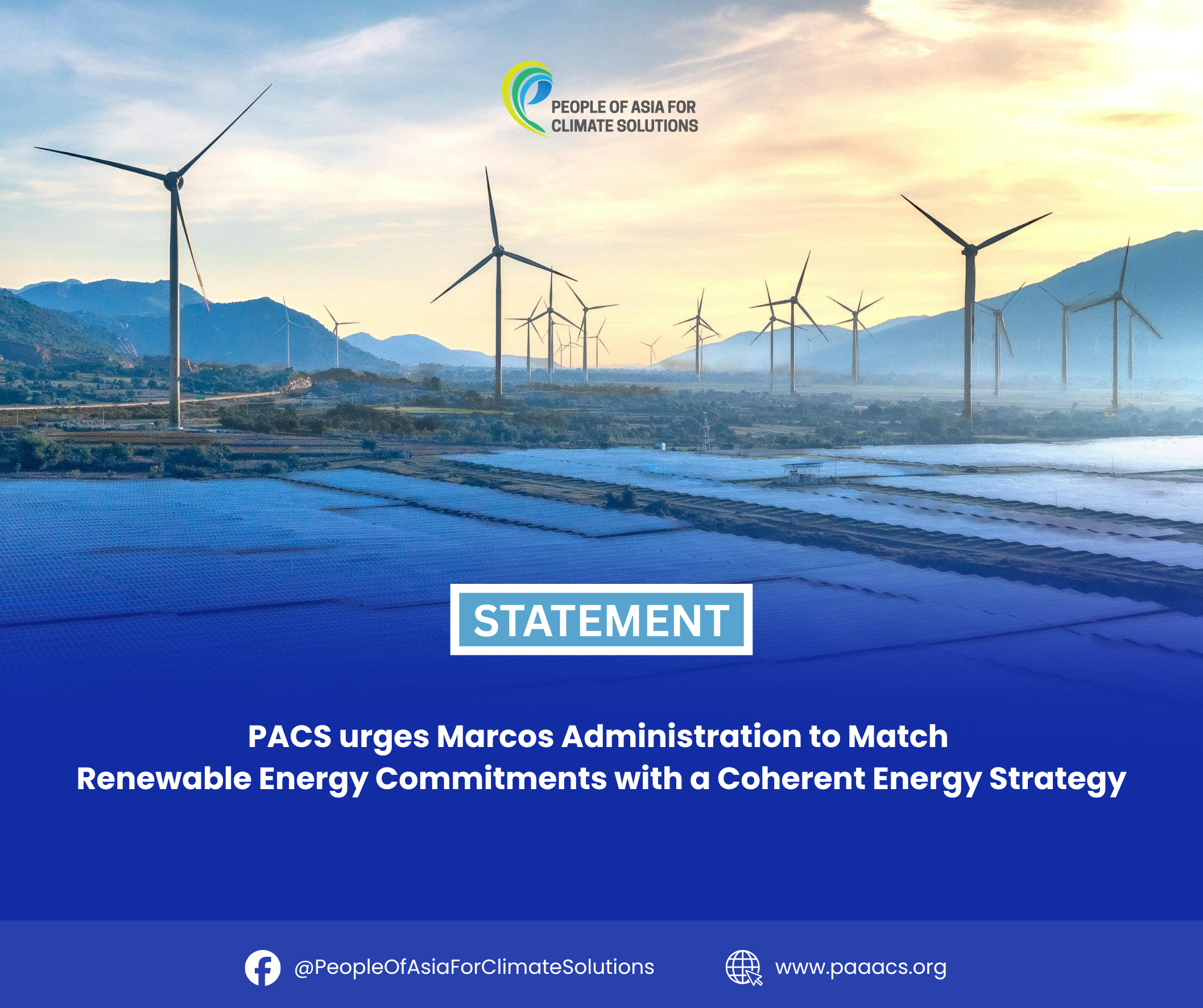 PACS to Marcos Administration: Renewable Energy Commitments Must Be Matched by a Coherent Energy Strategy